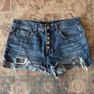 7 For All Mankind Blue Jean Shorts Distressed Style